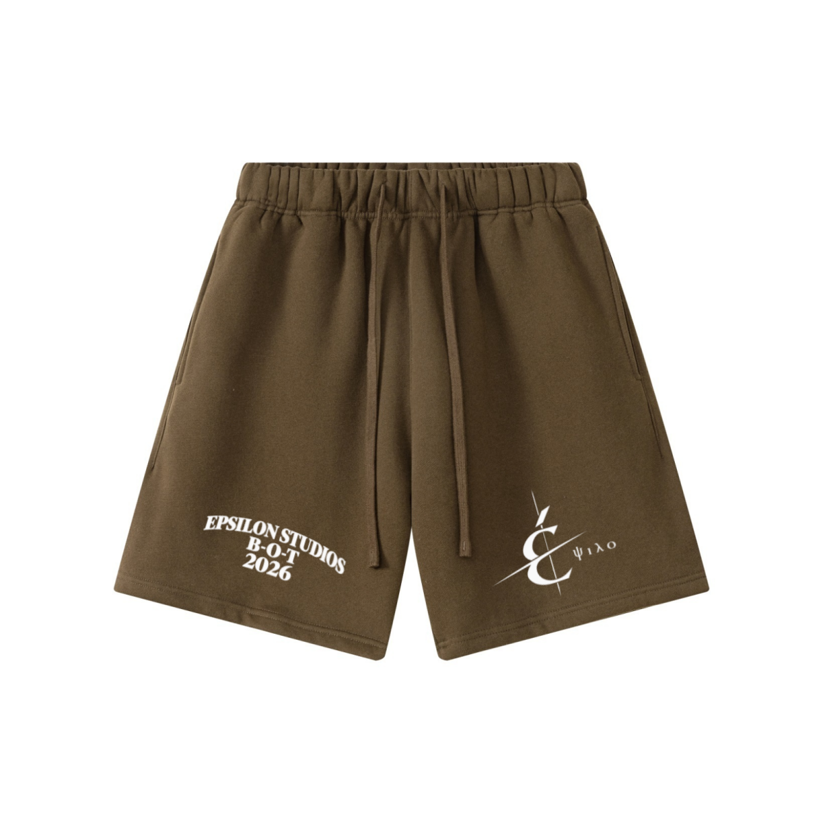 345GSM Men’s Fleece-Lined Straight-Leg Shorts Brown