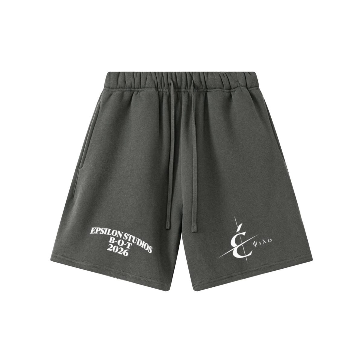 345GSM Men’s Fleece-Lined Straight-Leg Shorts Dark Grey