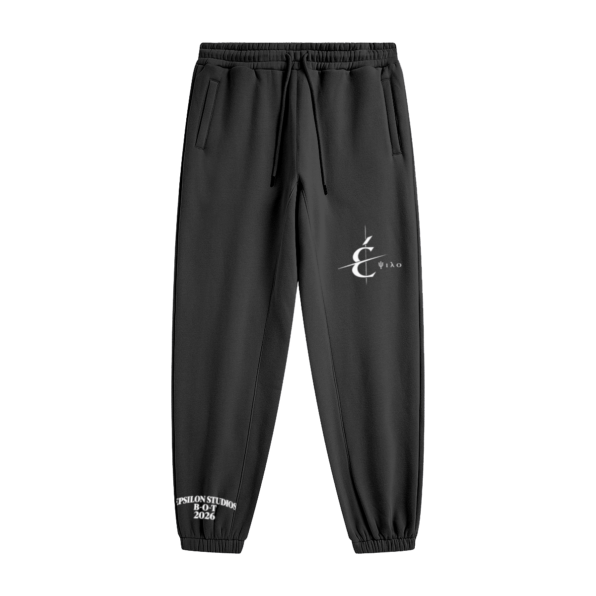 345GSM Unisex Fleece-Lined Clean Solid Drawstring Jogger Sweatpants Dark Grey