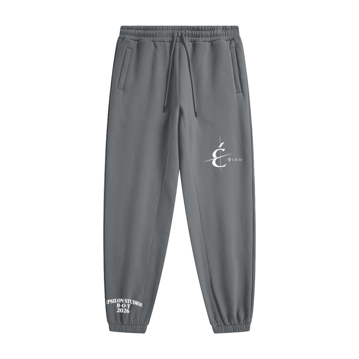 345GSM Unisex Fleece-Lined Clean Solid Drawstring Jogger Sweatpants Medium Grey