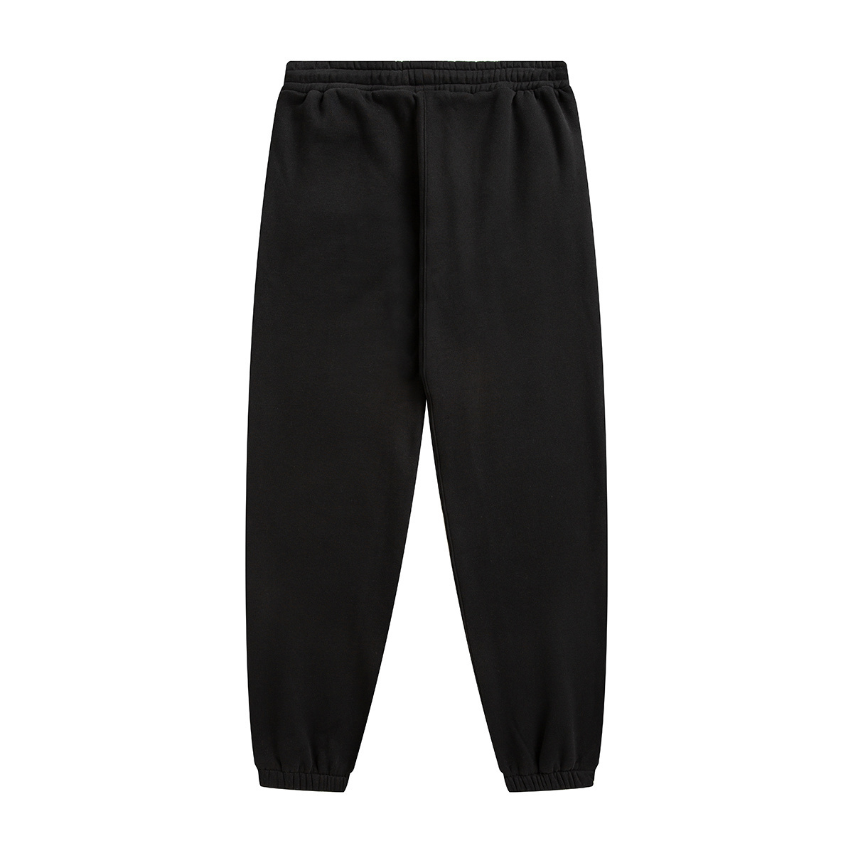 345GSM Unisex Fleece-Lined Clean Solid Drawstring Jogger Sweatpants Black