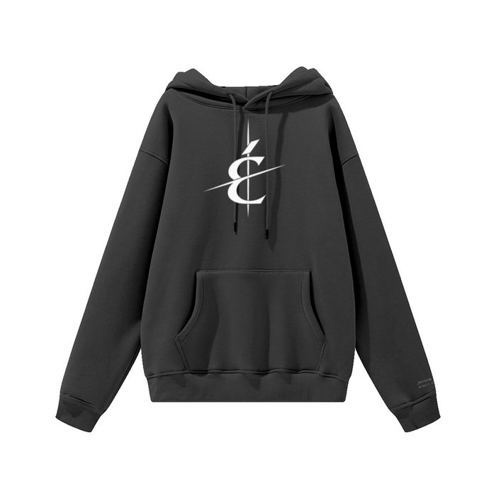 345GSM Men's Fleece-Lined Solid-Color Pullover Hoodie black