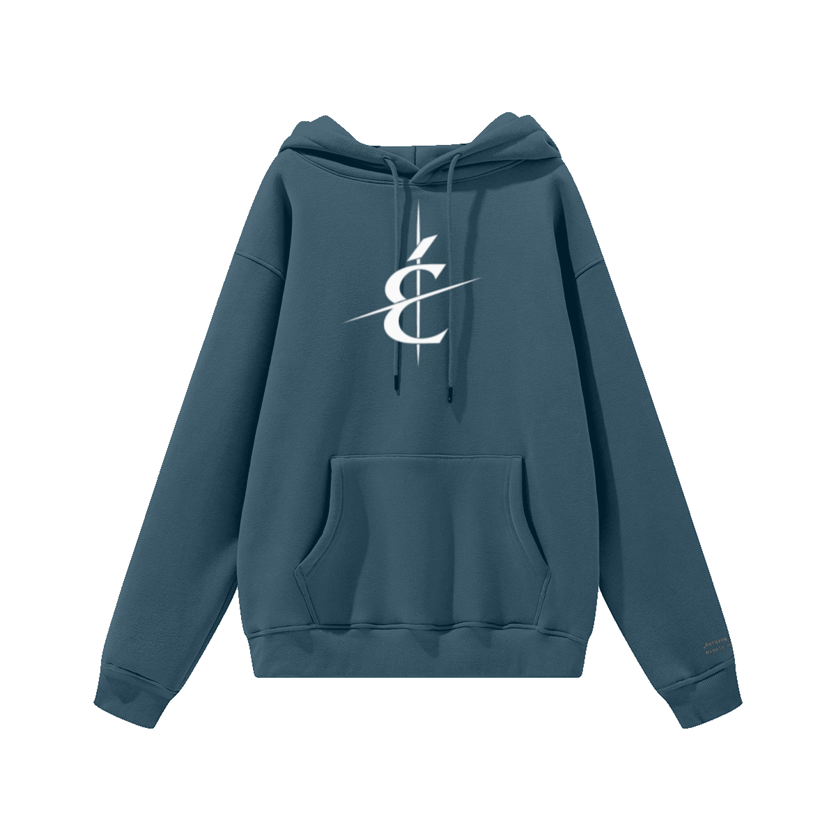 345GSM Men's Fleece-Lined Solid-Color Pullover Hoodie Navy blue