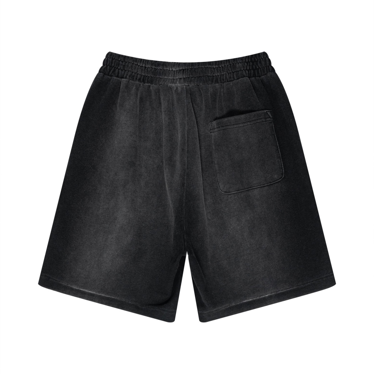 330GSM Unisex Heavyweight Distressed PP Spray Fade Shorts Vintage Black