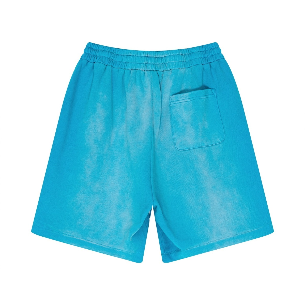 330GSM Unisex Heavyweight Distressed PP Spray Fade Shorts Vintage Blue