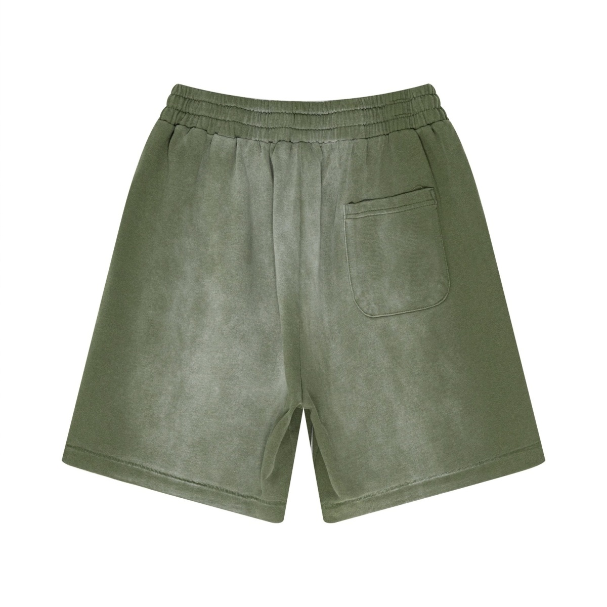 330GSM Unisex Heavyweight Distressed PP Spray Fade Shorts Vintage Military Green